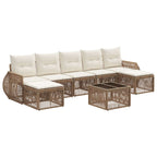 Conjunto de sofás de jardín 8 pcs Beige y blanco crema