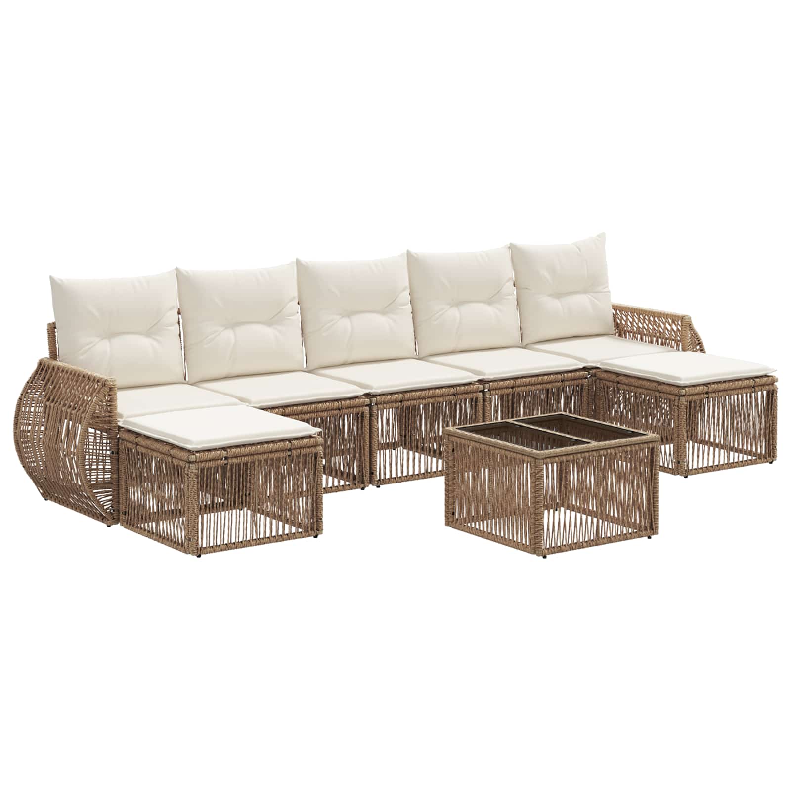 Conjunto de sofás de jardín 8 pcs Beige y blanco crema