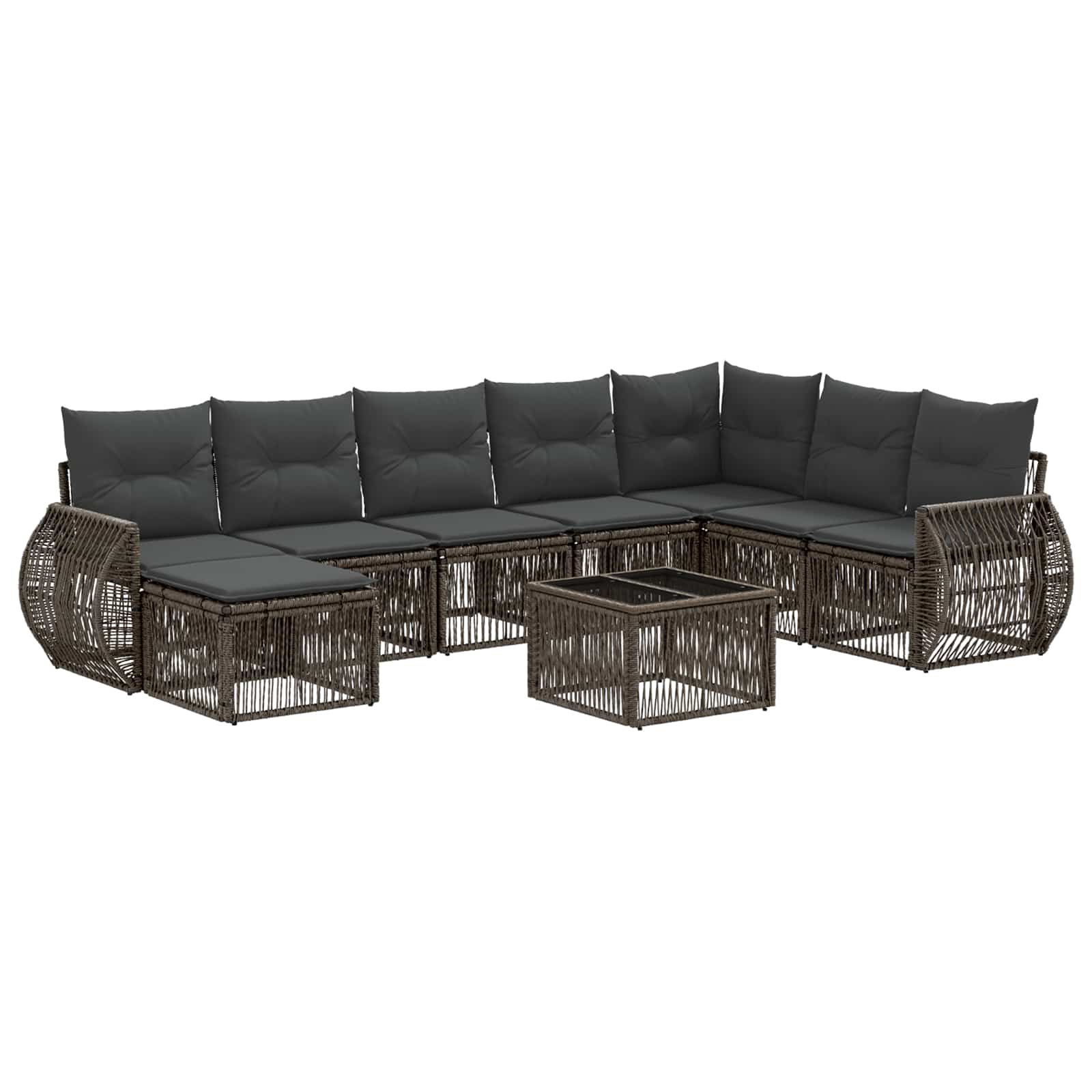Conjunto de sofás de jardín 9 pcs Beige y blanco crema