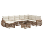 Conjunto de sofás de jardín 9 pcs Beige y blanco crema
