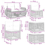 Conjunto de sofás de jardín 9 pcs Beige y blanco crema