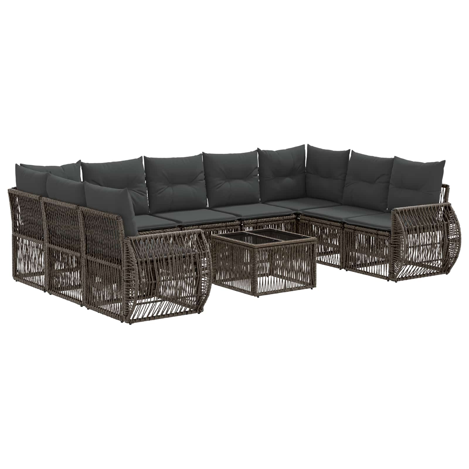 Conjunto de sofás de jardín 10 pcs Beige y blanco crema