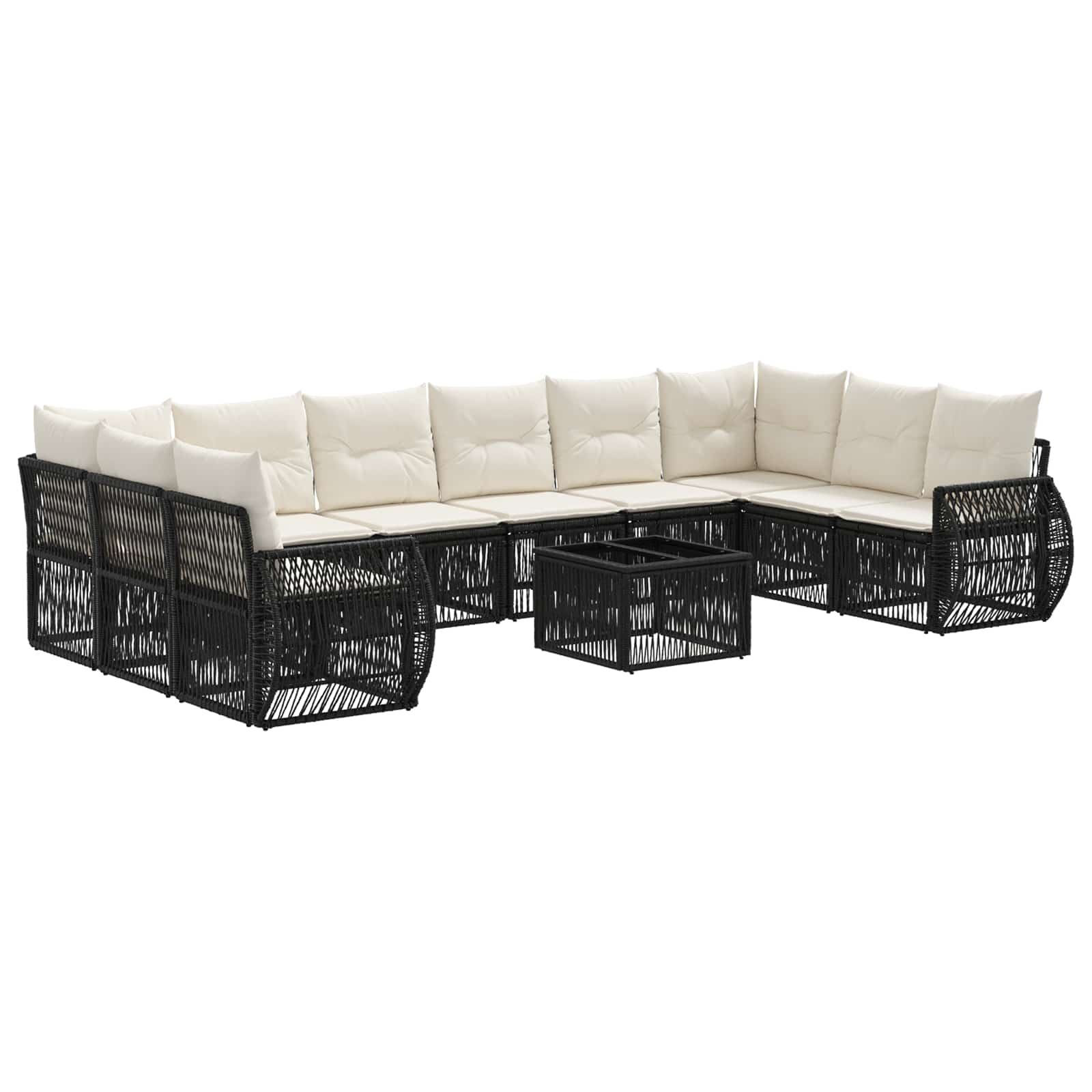 Conjunto de sofás de jardín 11 pcs Beige y blanco crema
