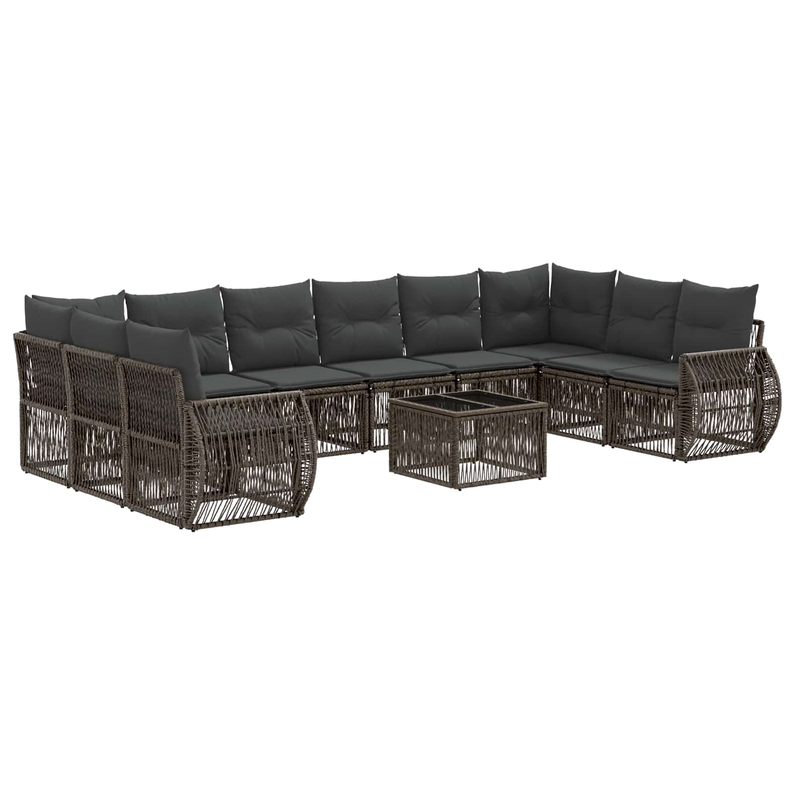 Conjunto de sofás de jardín 11 pcs Beige y blanco crema