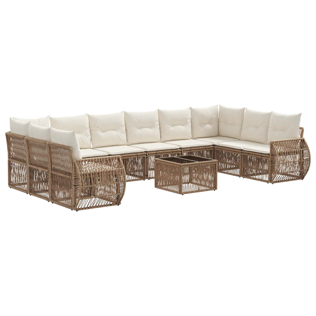 Conjunto de sofás de jardín 11 pcs Beige y blanco crema