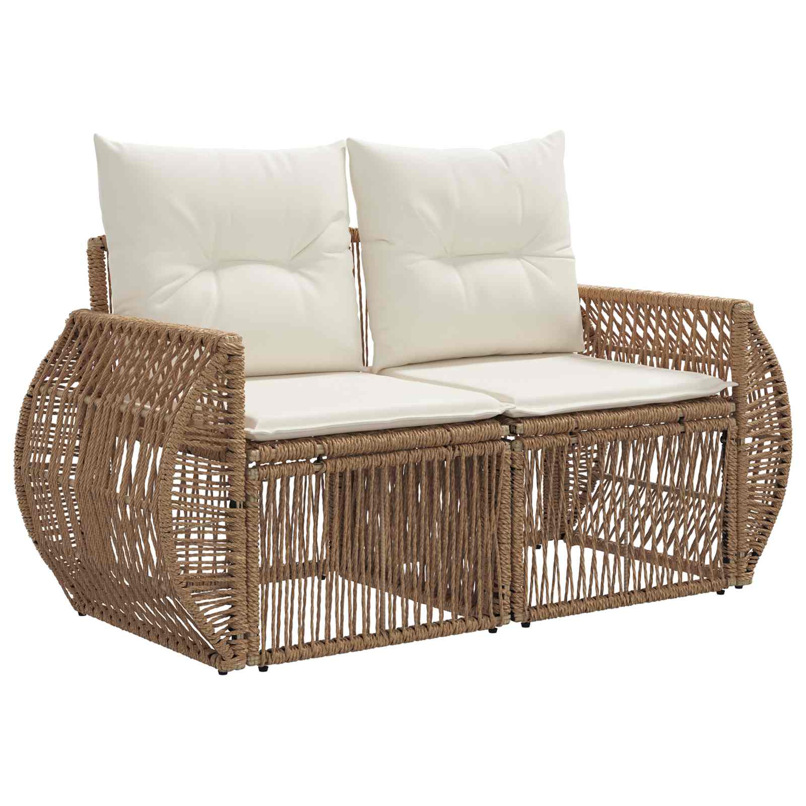 Conjunto de sofás de jardín 11 pcs Beige y blanco crema