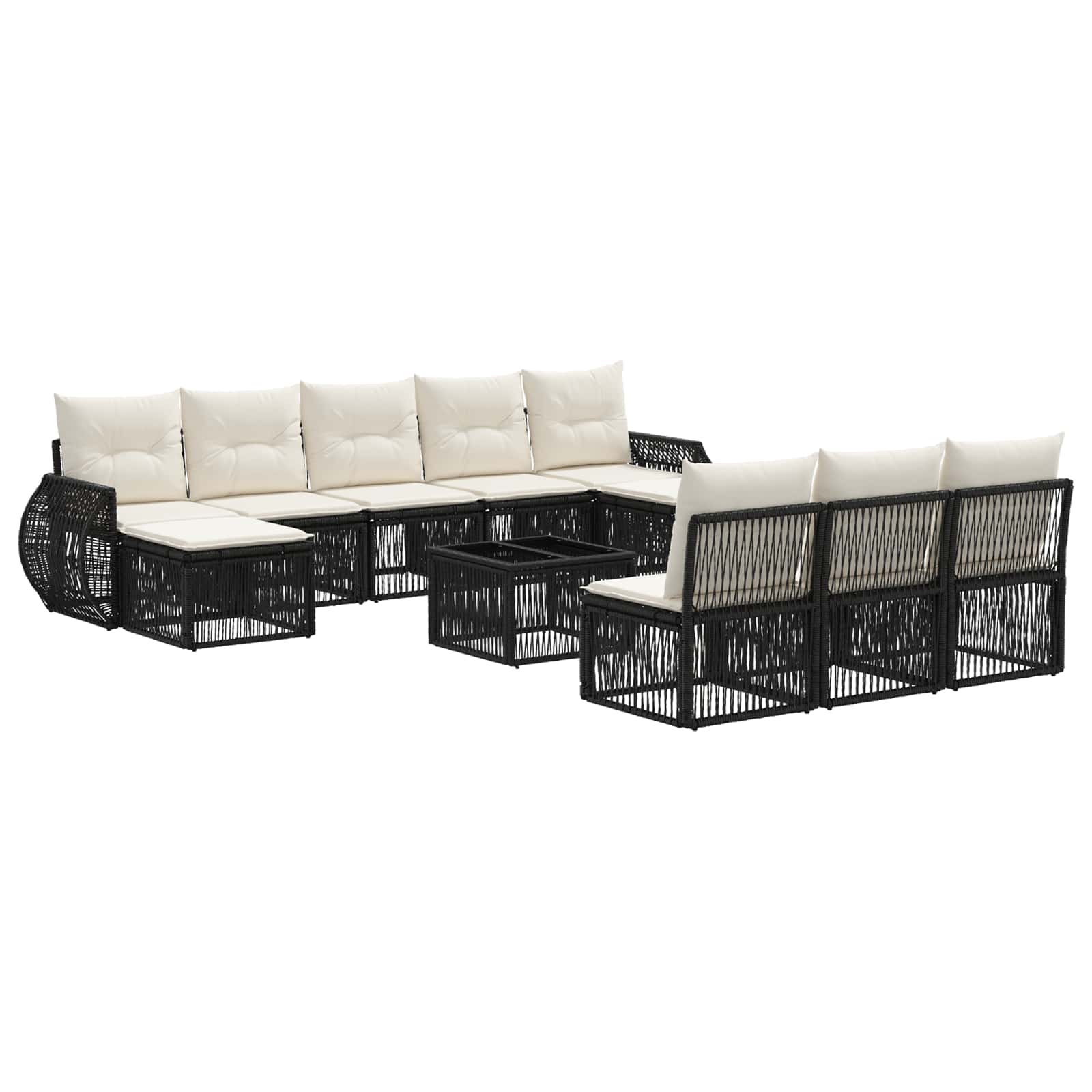 Conjunto de sofás de jardín 11 pcs Beige y blanco crema