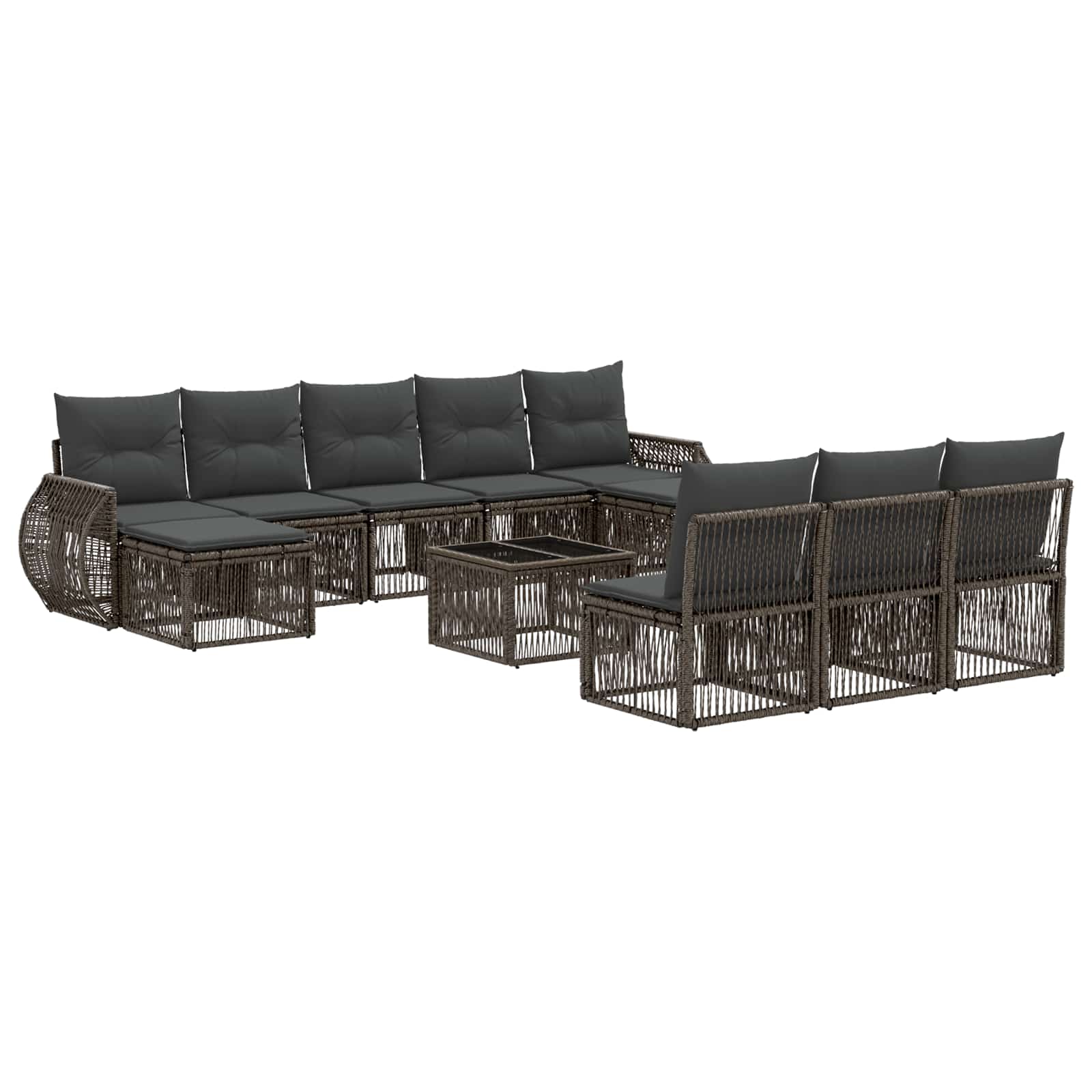 Conjunto de sofás de jardín 11 pcs Beige y blanco crema