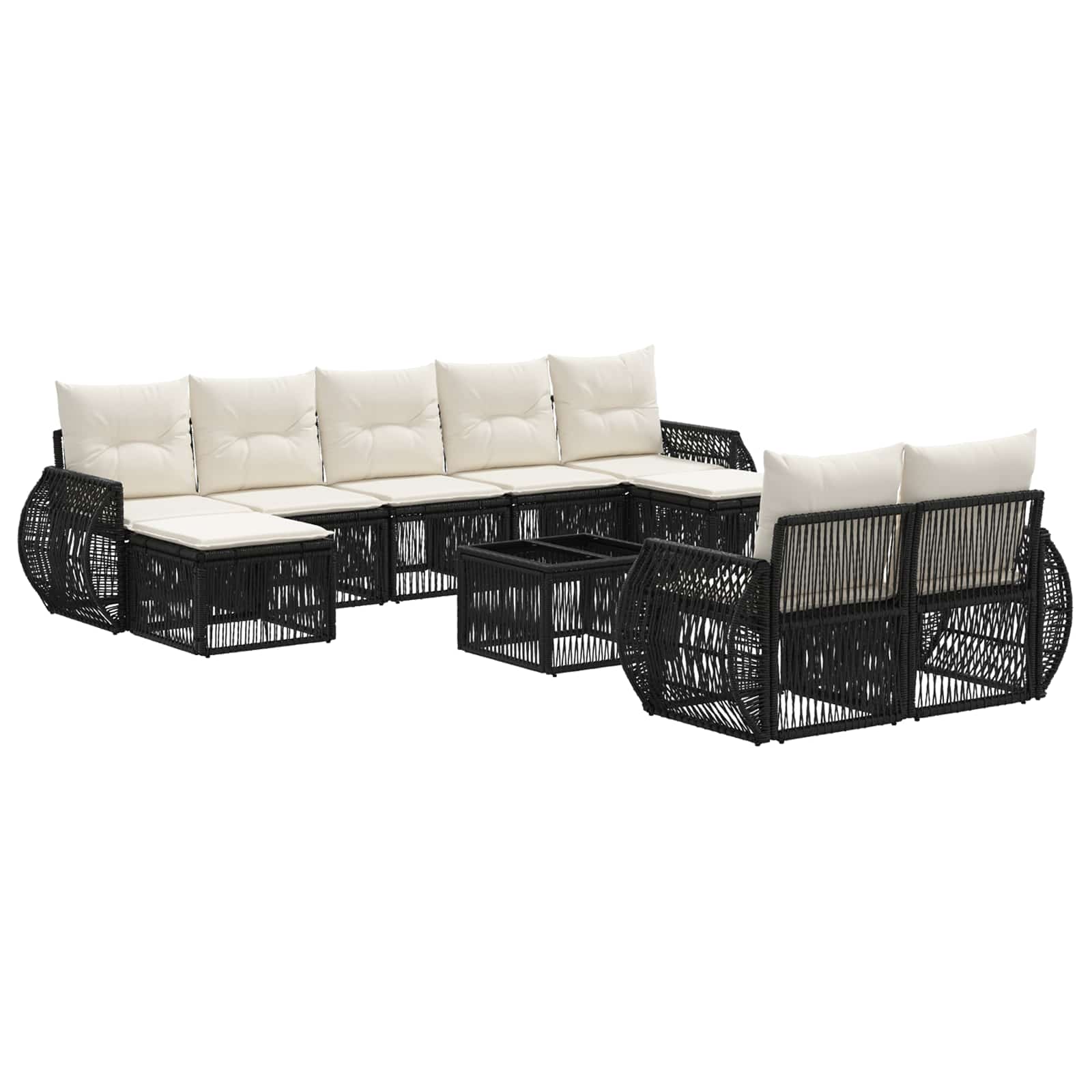 Garden Sofa Set 10 pcs Cream and White
