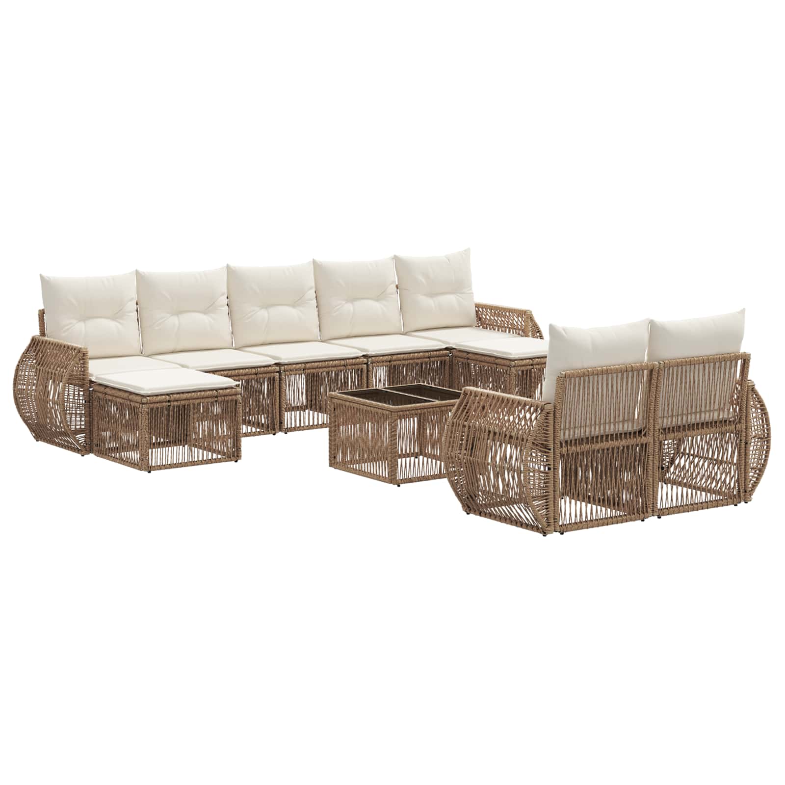 Garden Sofa Set 10 pcs Cream and White