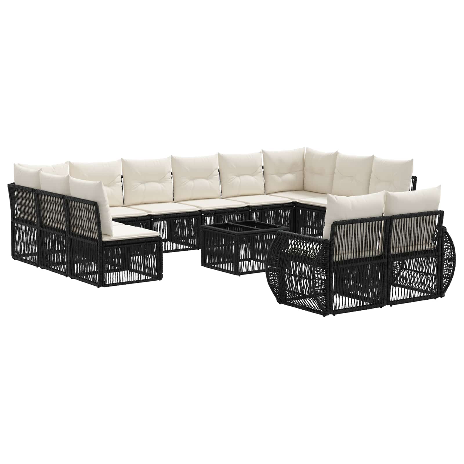 Conjunto de sofás de jardim 13 pçs Bege e branco creme