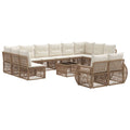 Conjunto de sofás de jardín 13 pcs Beige y blanco crema