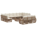 Conjunto de sofás de jardín 14 pcs Beige y blanco crema