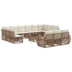 Conjunto de sofás de jardín 14 pcs Beige y blanco crema