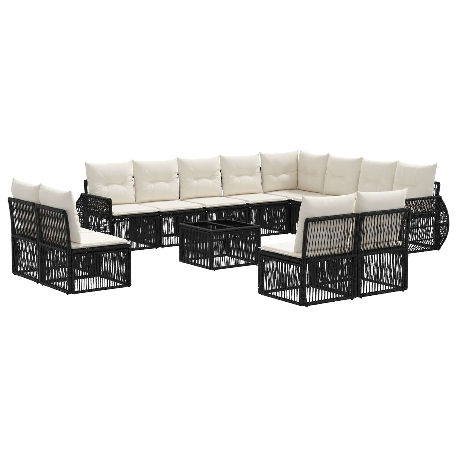 Conjunto de sofás de jardín 13 pcs Beige y blanco crema