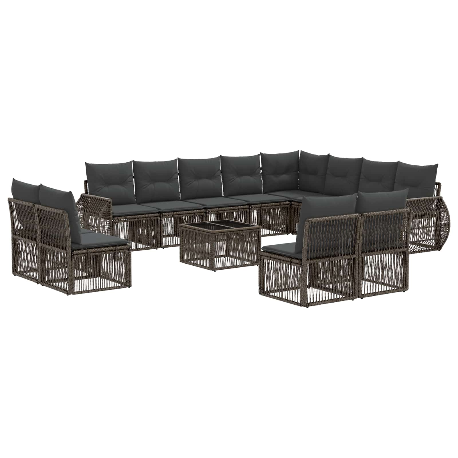 Conjunto de sofás de jardín 13 pcs Beige y blanco crema