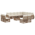 Conjunto de sofás de jardín 13 pcs Beige y blanco crema