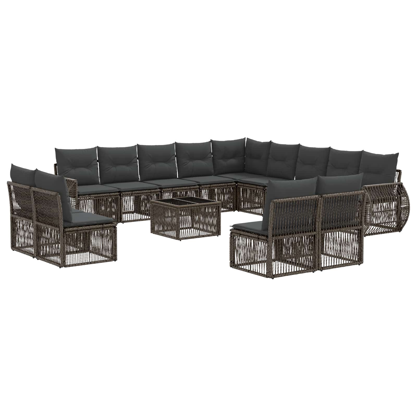 Conjunto de sofás de jardín 14 pcs Beige y blanco crema