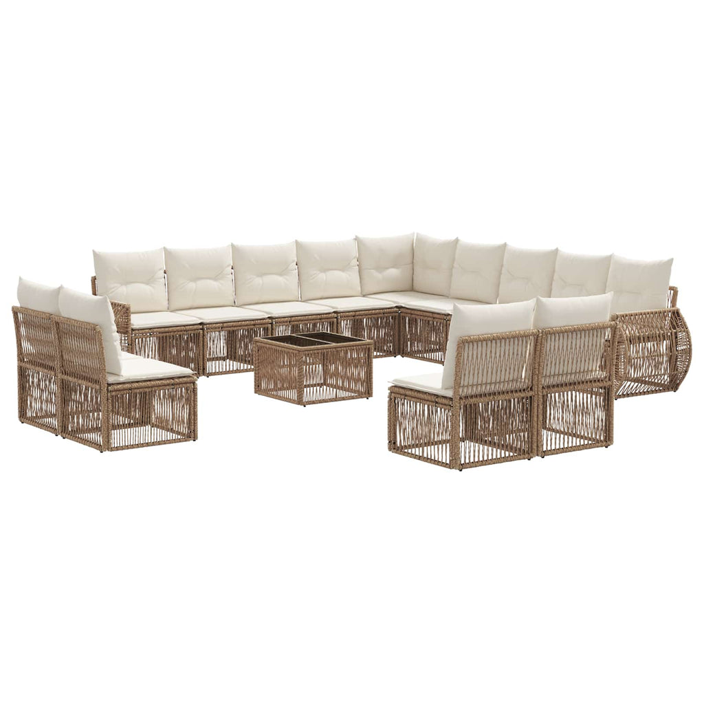 Conjunto de sofás de jardín 14 pcs Beige y blanco crema