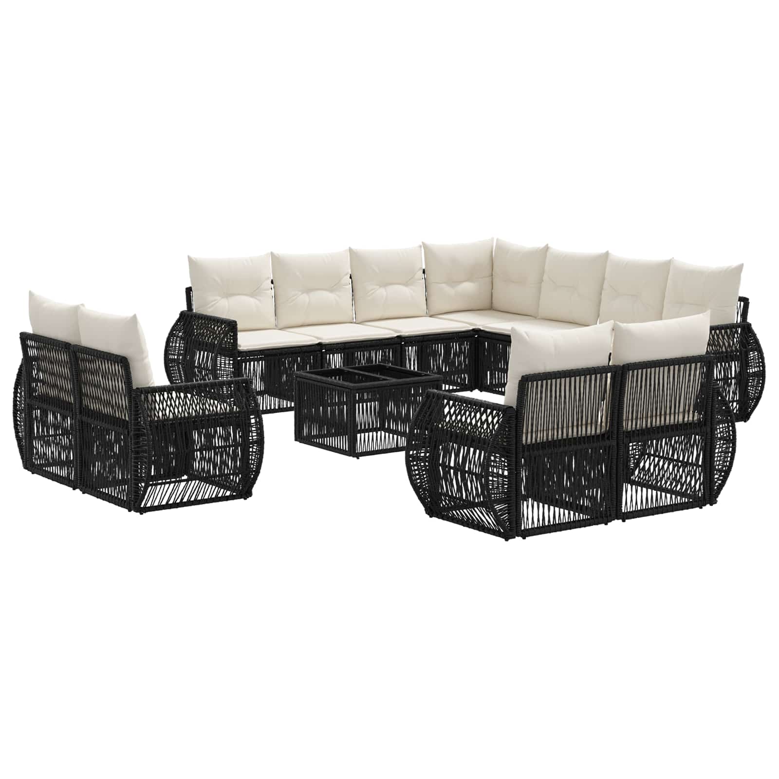 Conjunto de sofás de jardín 12 pcs Beige y blanco crema