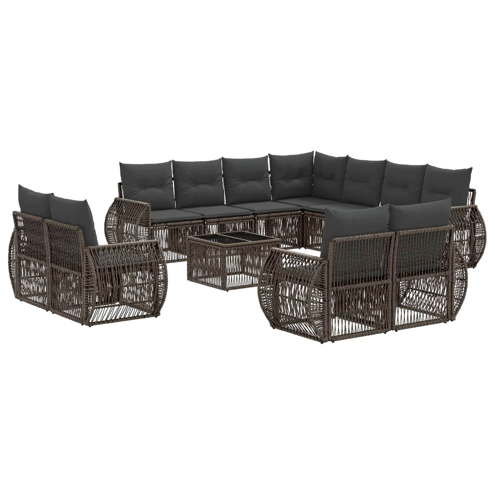 Conjunto de sofás de jardín 12 pcs Beige y blanco crema