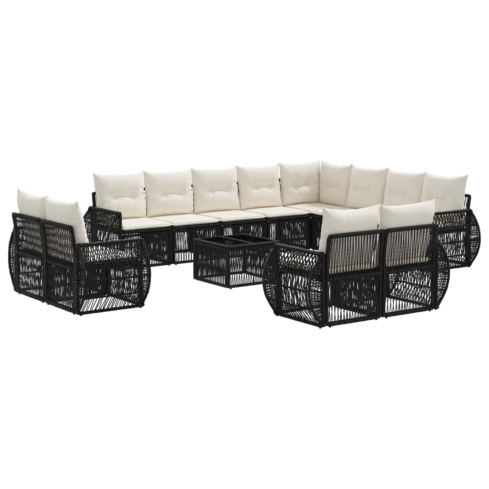 Conjunto de sofás de jardín 13 pcs Beige y blanco crema