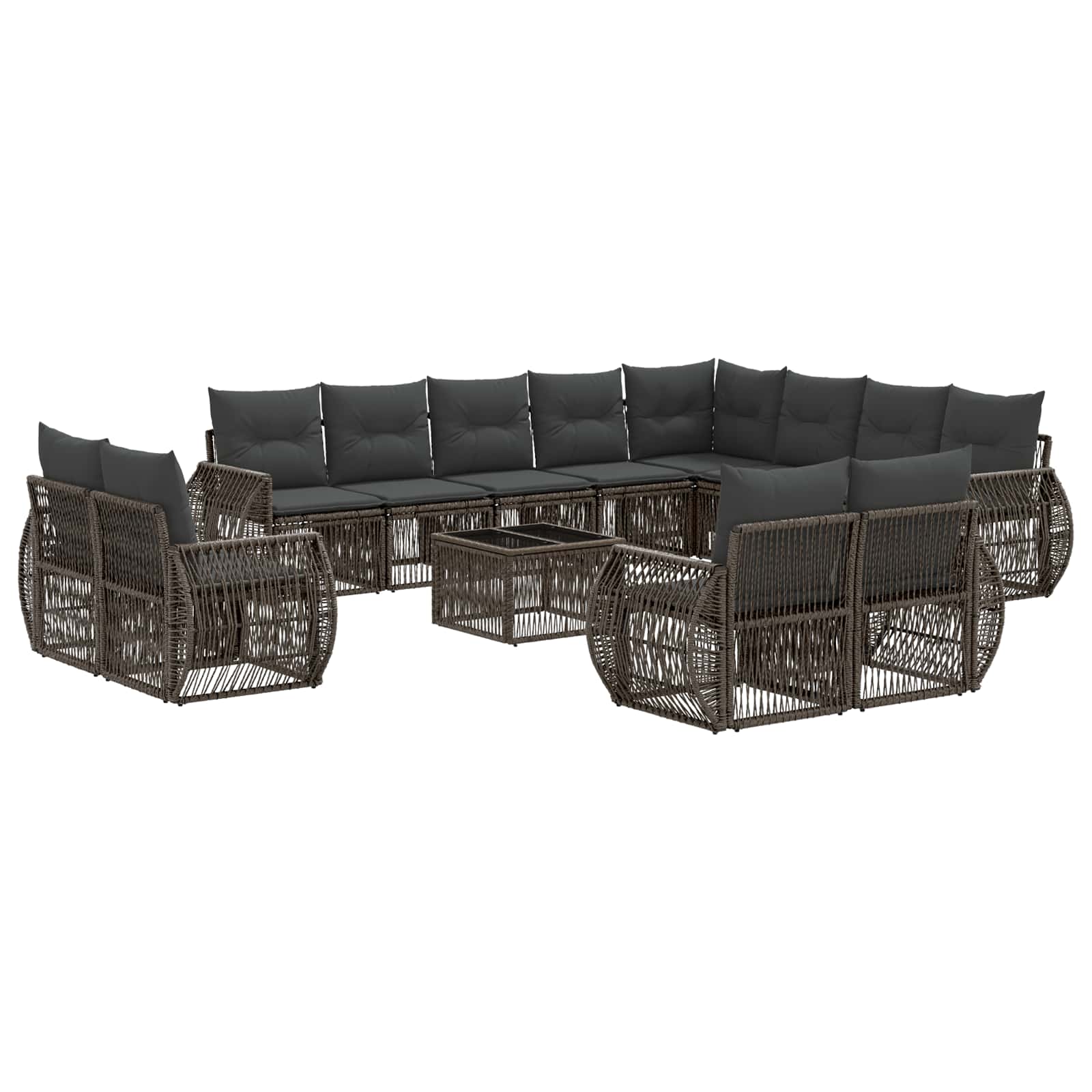 Conjunto de sofás de jardín 13 pcs Beige y blanco crema