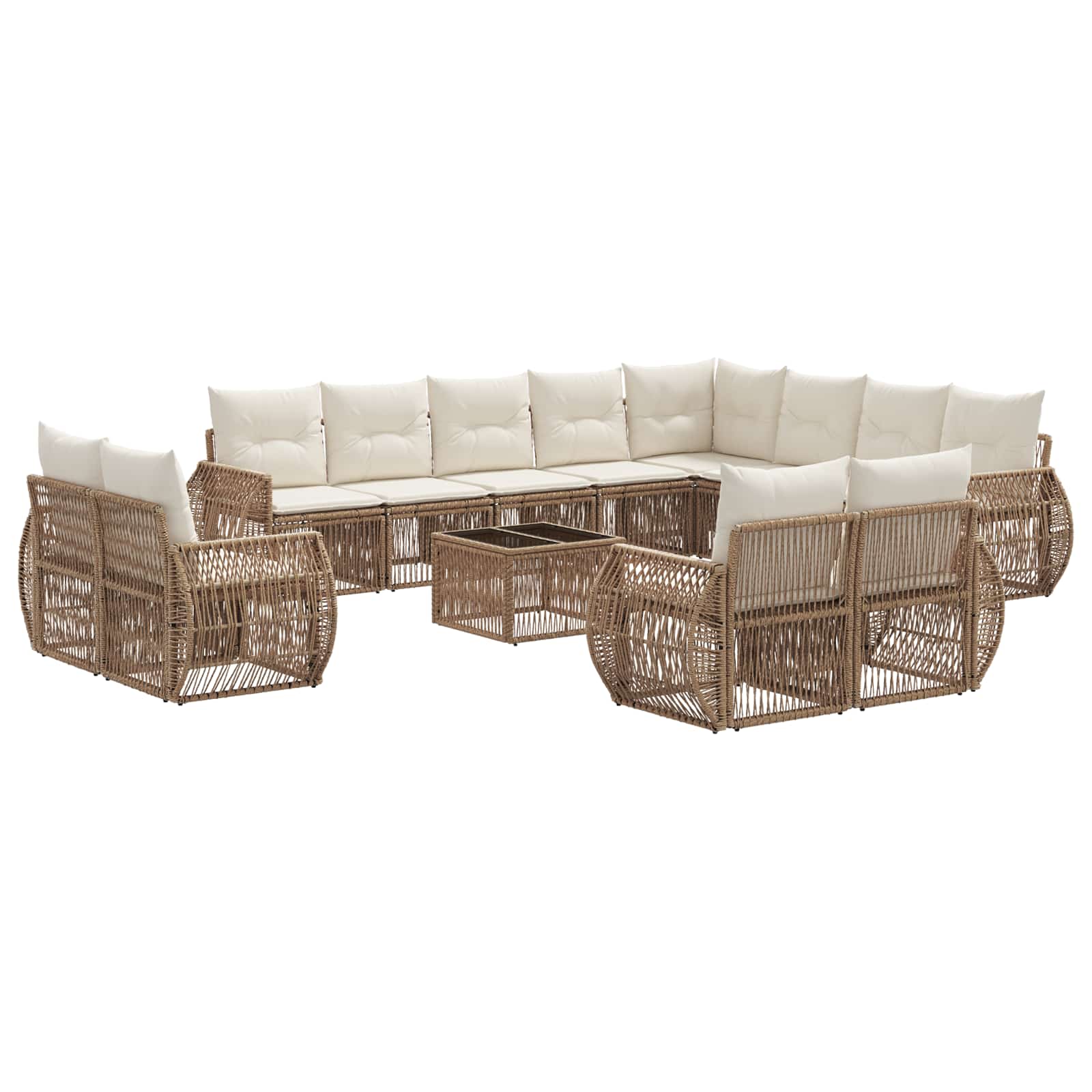 Conjunto de sofás de jardín 13 pcs Beige y blanco crema