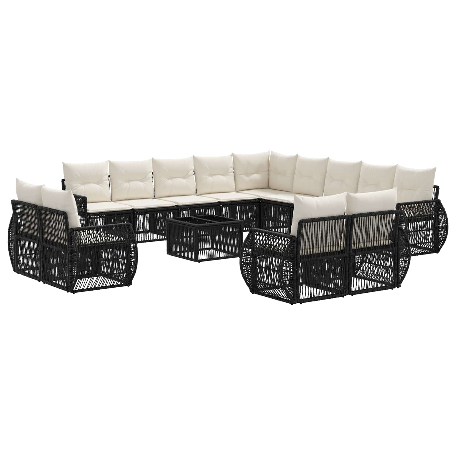 Conjunto de sofás de jardín 14 pcs Beige y blanco crema