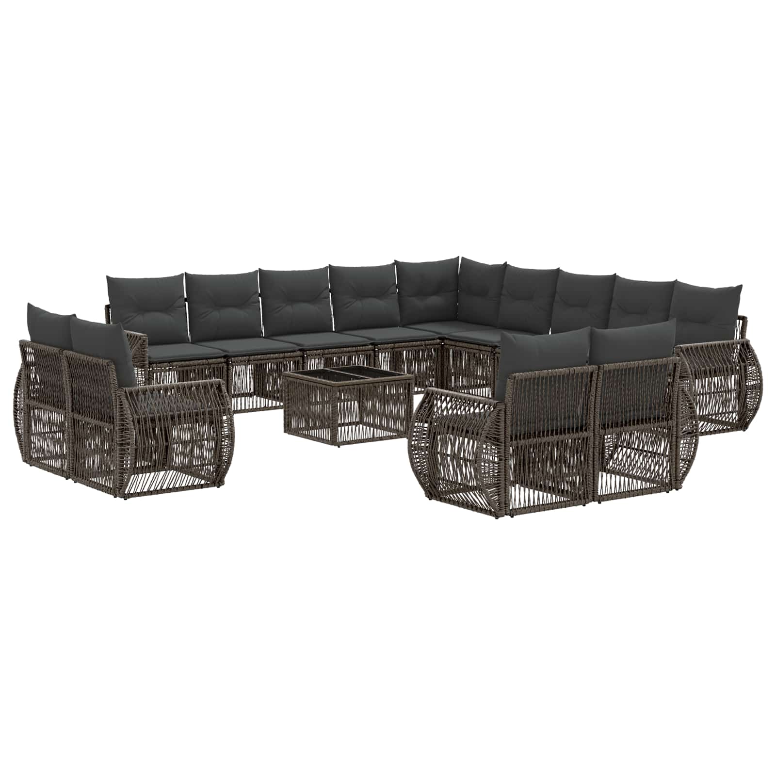 Conjunto de sofás de jardín 14 pcs Beige y blanco crema