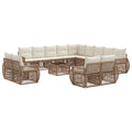 Conjunto de sofás de jardín 14 pcs Beige y blanco crema