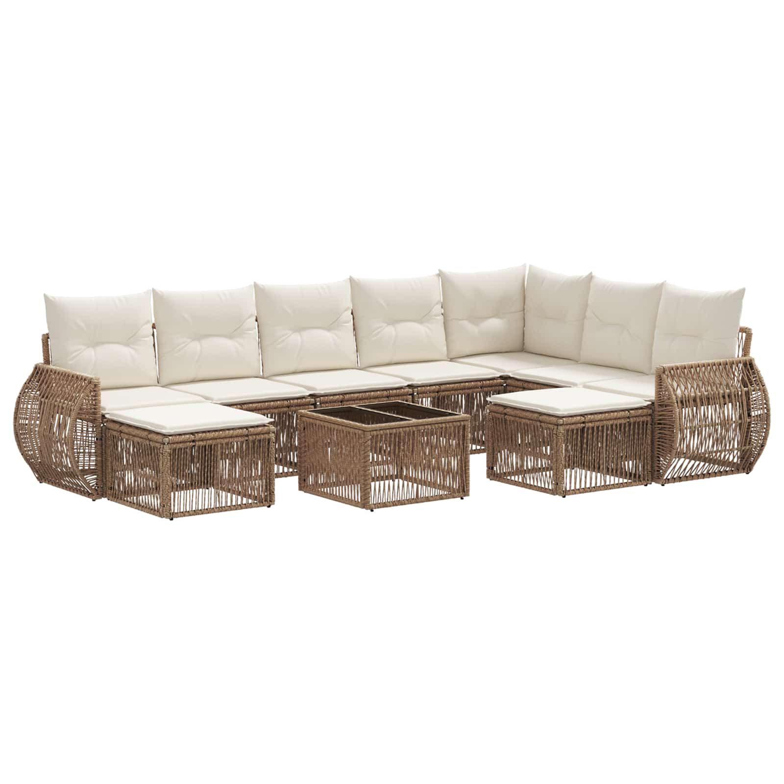 Conjunto de sofás de jardín 10 pcs Beige ratán sintético