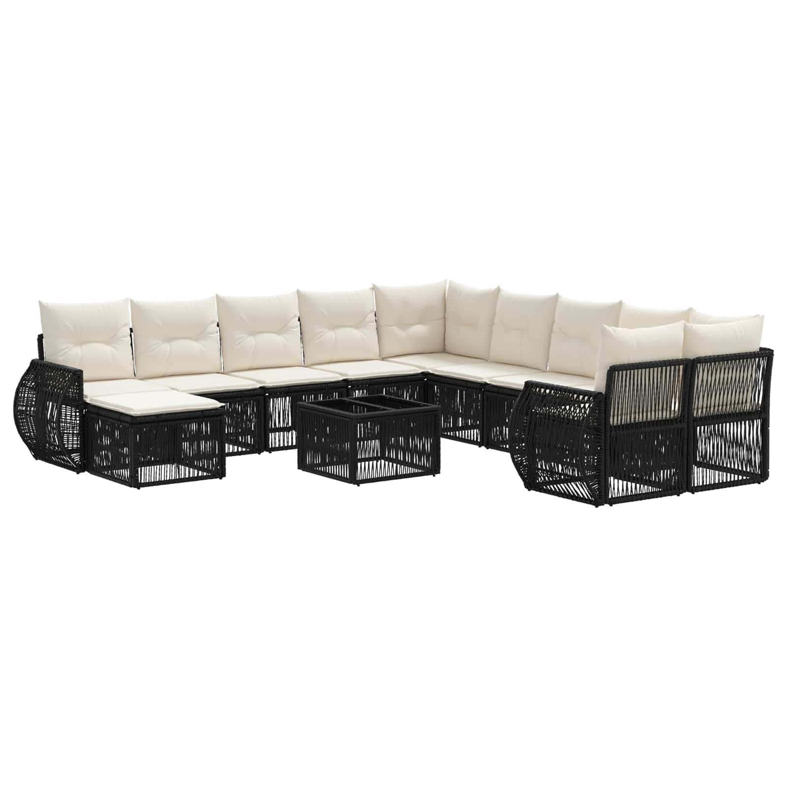 Conjunto de sofás de jardim 12 pcs Rattan sintético bege