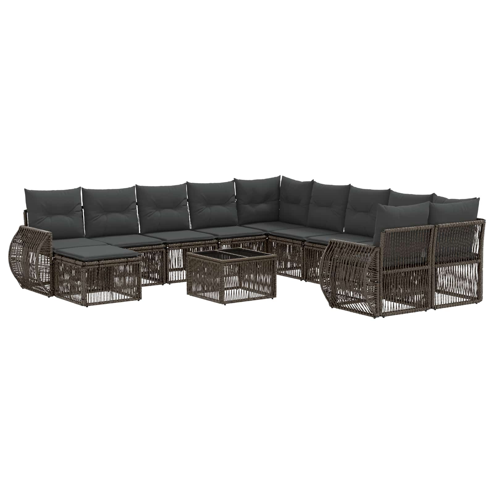 Conjunto de sofás de jardim 12 pcs Rattan sintético bege