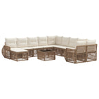Conjunto de sofás de jardín 12 pcs Beige ratán sintético