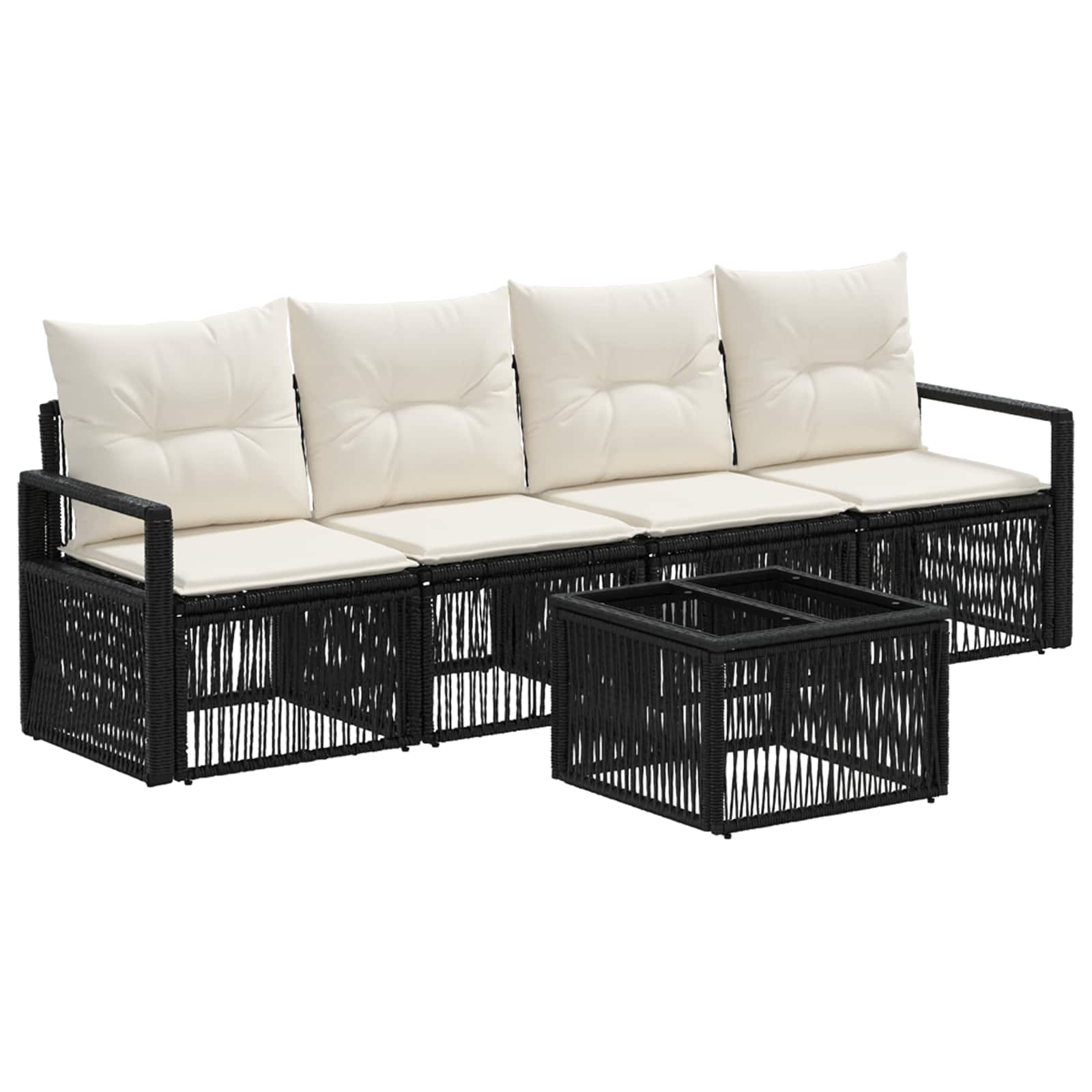 Conjunto de sofás de jardim 5 peças Bege vime sintético