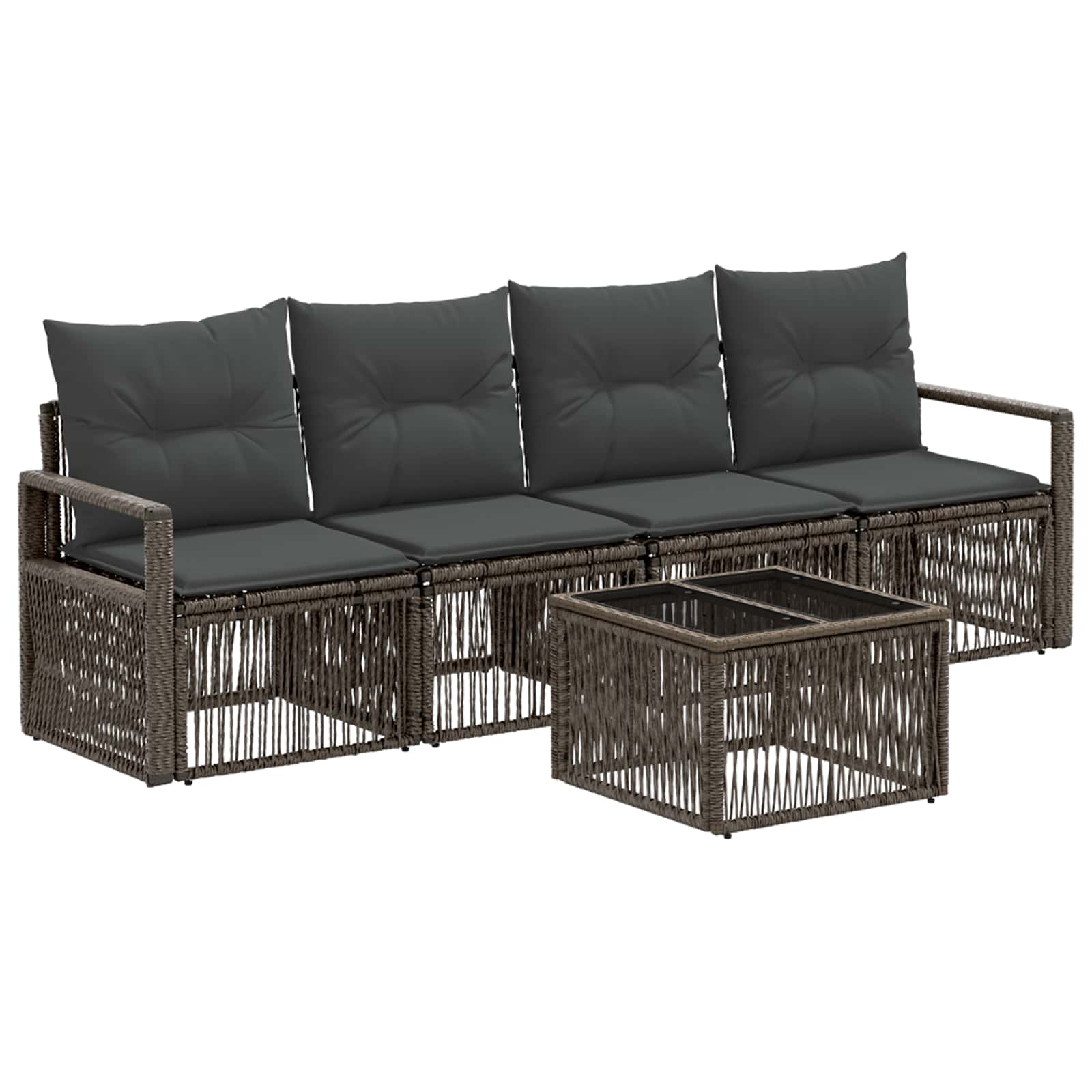 Conjunto de sofás de jardim 5 peças Bege vime sintético