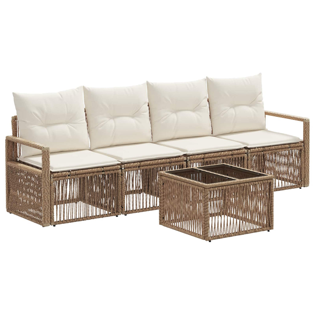 Conjunto de sofás de jardín 5 pcs Beige ratán sintético