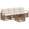 Conjunto de sofás de jardín 5 pcs Beige ratán sintético