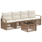 Conjunto de sofás de jardín 5 pcs Beige ratán sintético