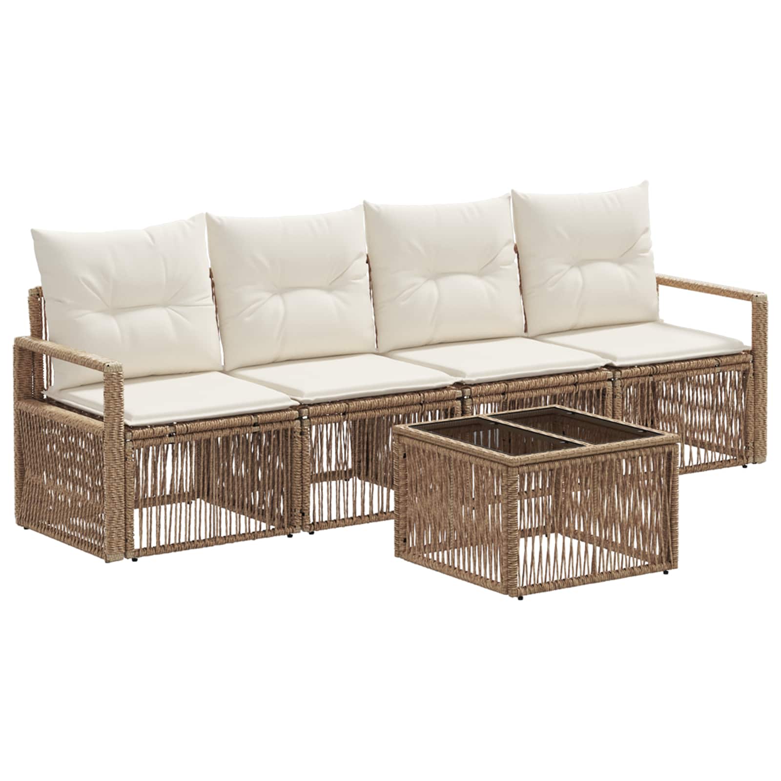 Conjunto de sofás de jardín 5 pcs Beige ratán sintético