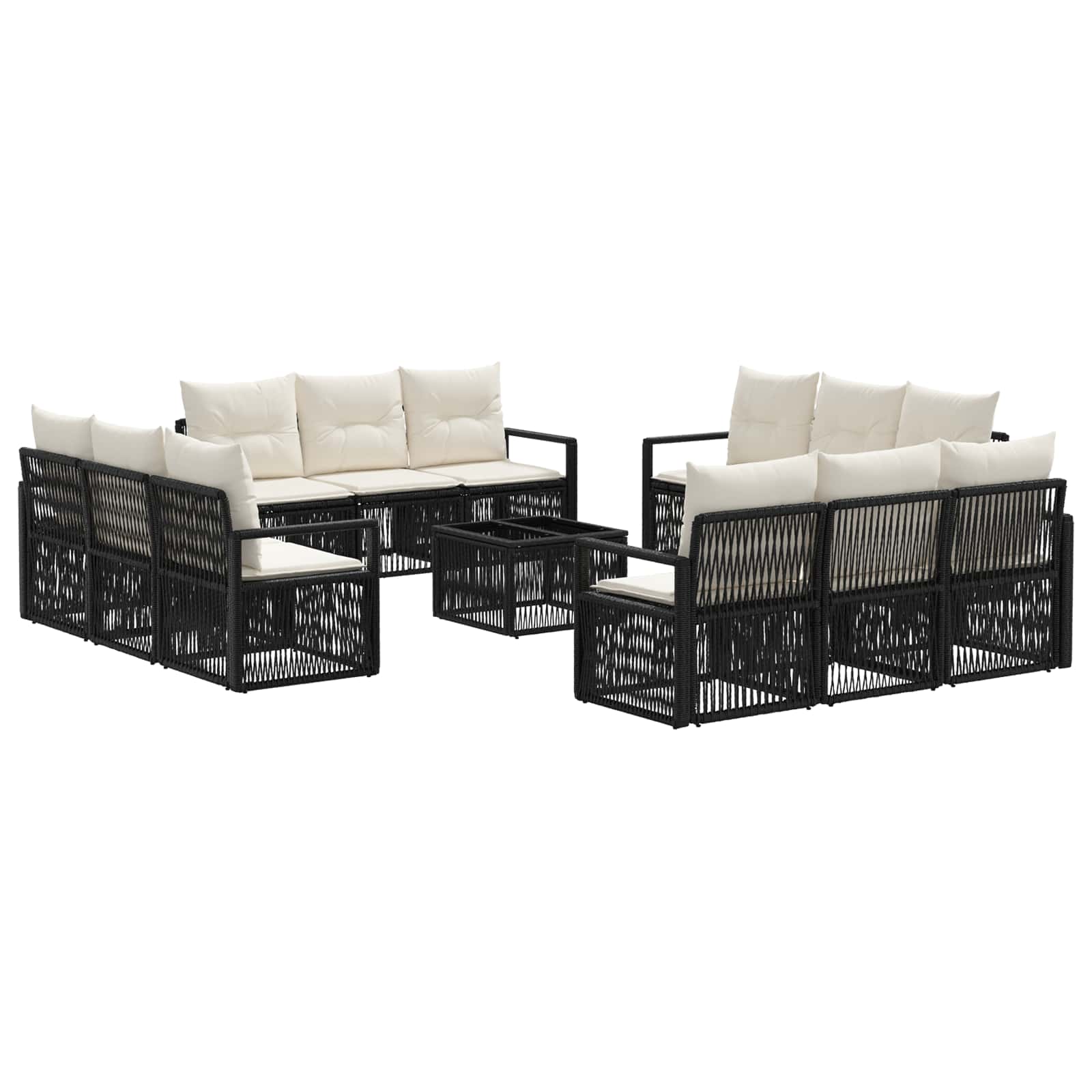 Conjunto de sofás de jardín 12 pcs Beige ratán sintético