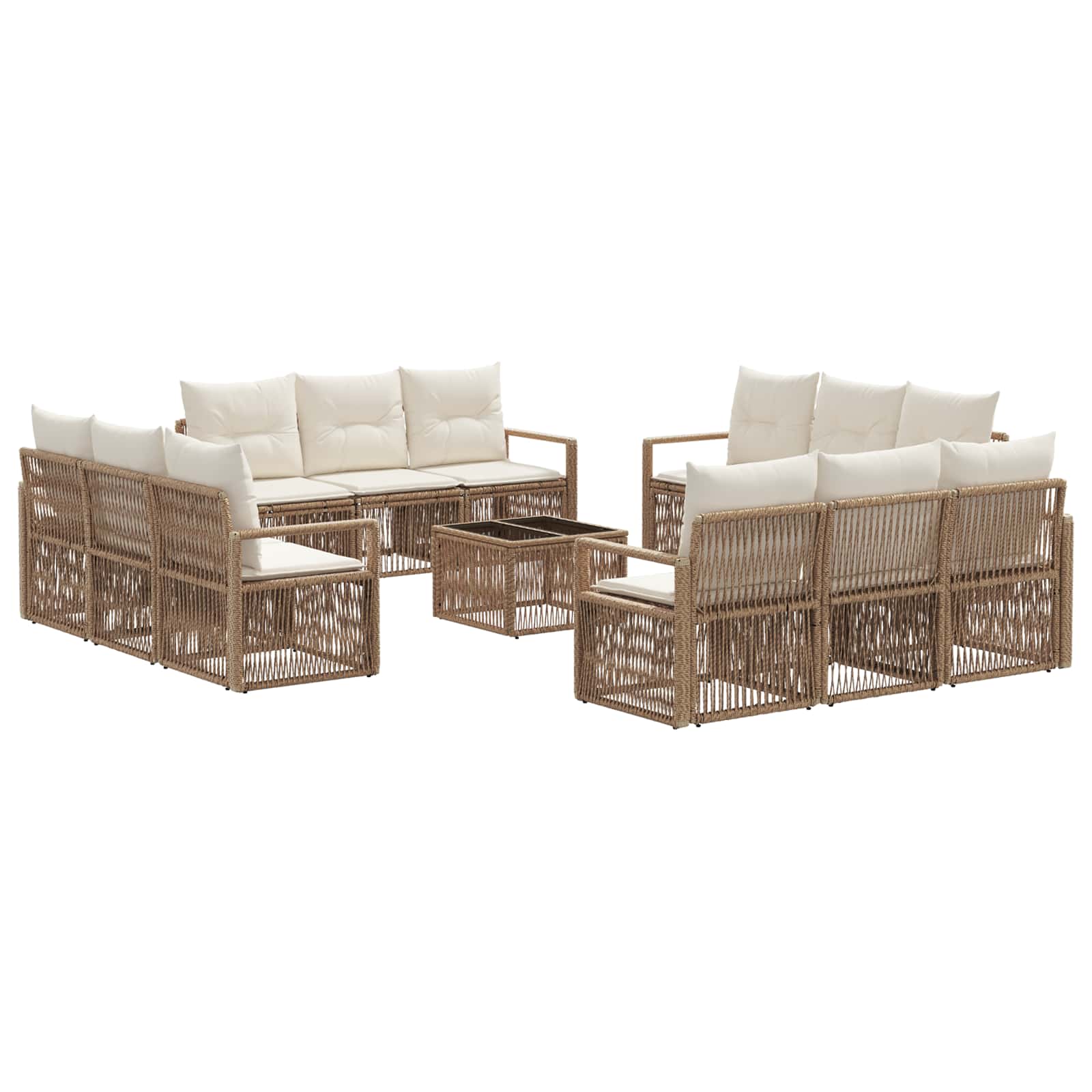 Conjunto de sofás de jardín 12 pcs Beige ratán sintético