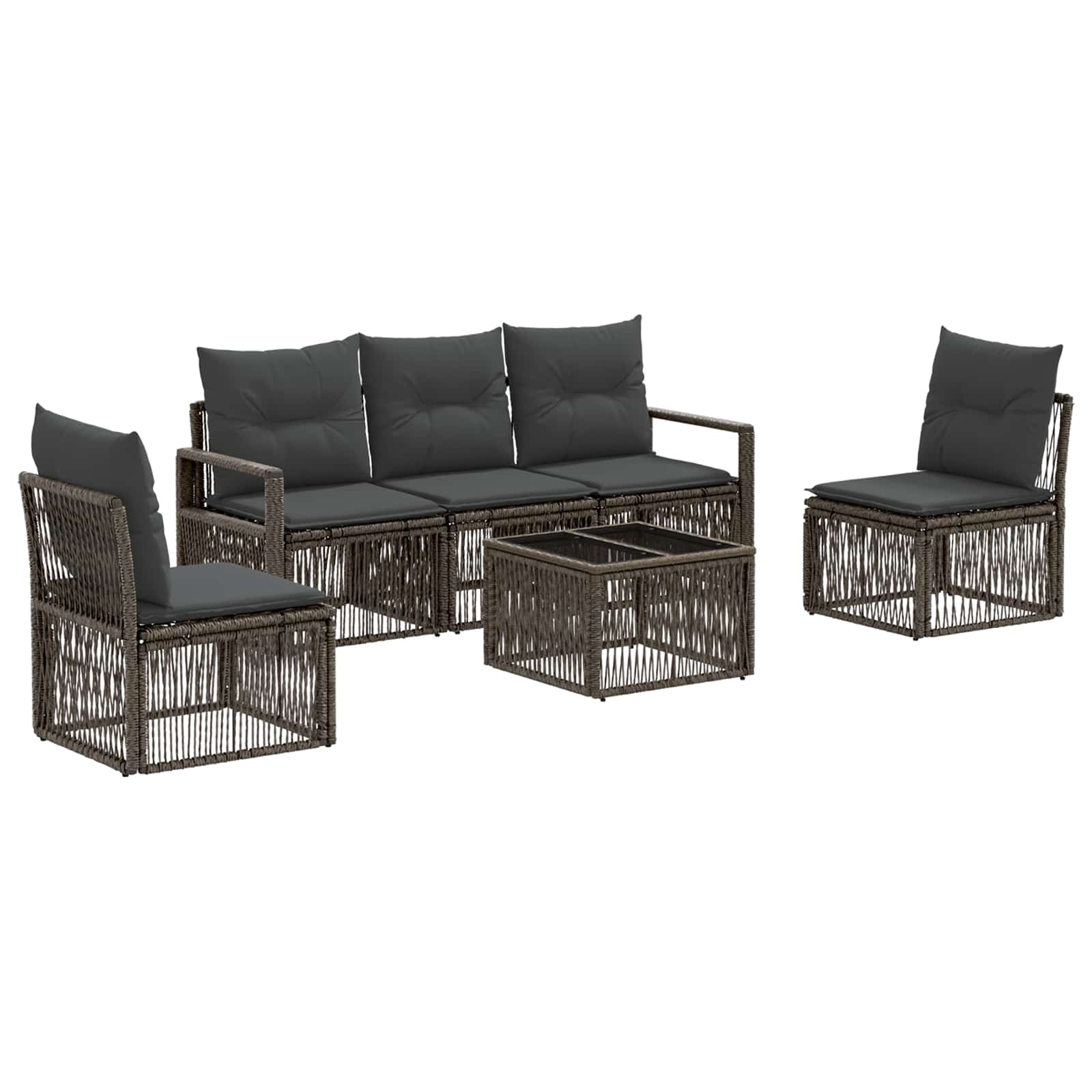 Conjunto de sofás de jardim 6 pcs Bege vime sintético