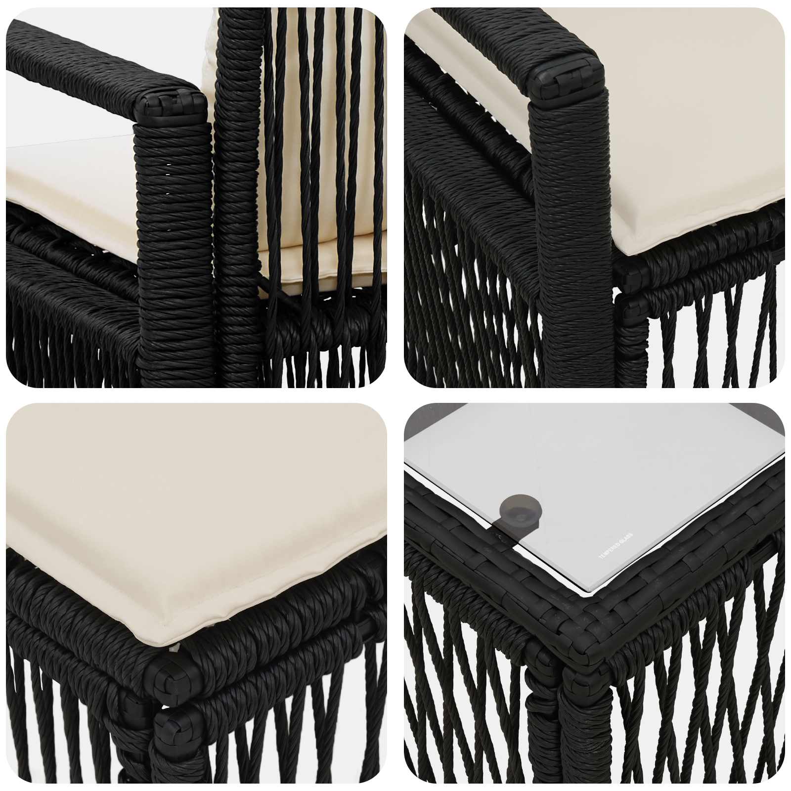 Conjunto de sofás de jardín 8 pcs Negro ratán sintético