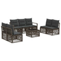 Conjunto de sofás de jardín 8 pcs Gris ratán sintético