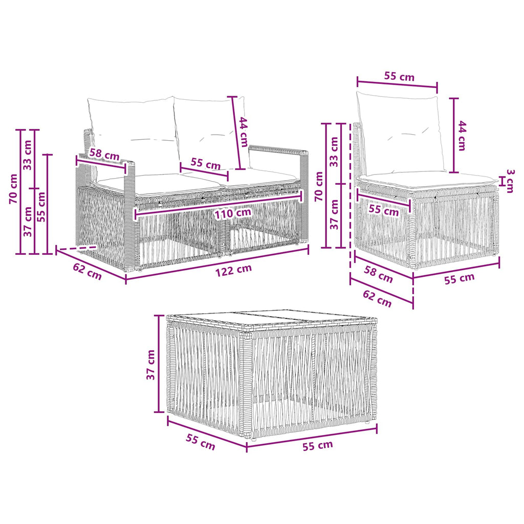 Conjunto de sofás de jardín 8 pcs Gris ratán sintético