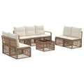 Conjunto de sofás de jardín 8 pcs Beige ratán sintético