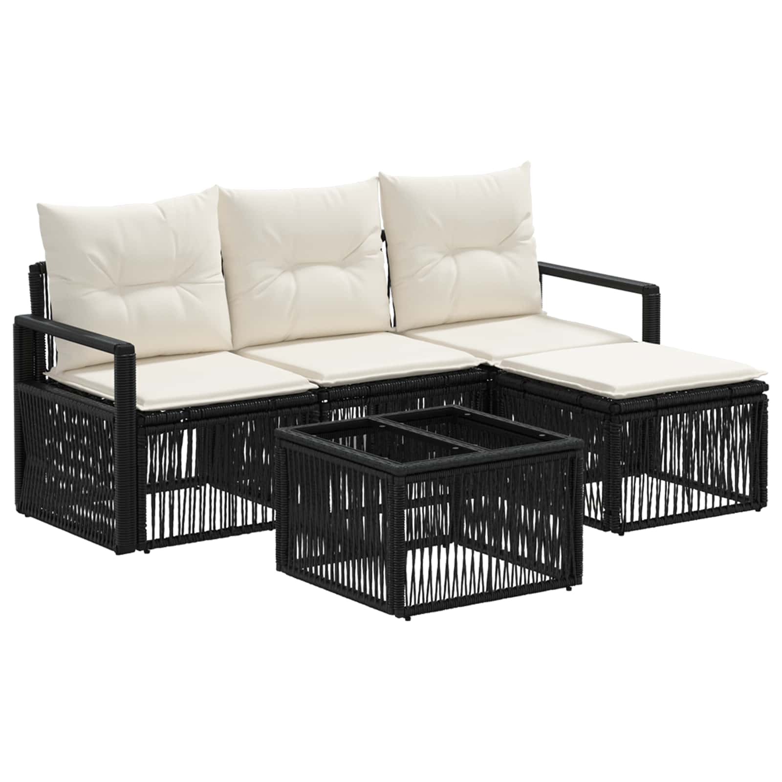 Conjunto de sofás de jardín 5 pcs Beige ratán sintético