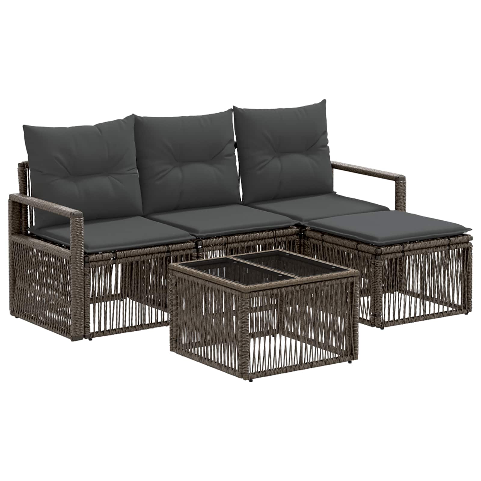 Conjunto de sofás de jardín 5 pcs Beige ratán sintético